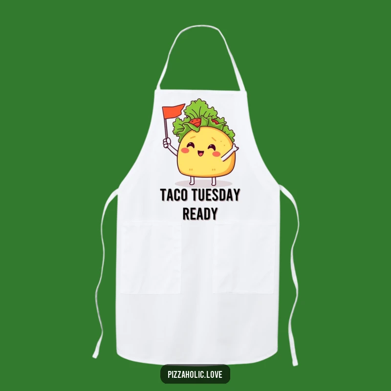Funny Taco Flag Apron: Cheerful Taco, Lettuce Flag, Kitchen Fiesta Gift