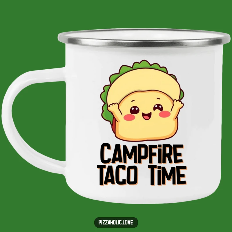 Funny Happy Taco Camping Mug: Durable Fiesta Cup for Outdoor Foodies