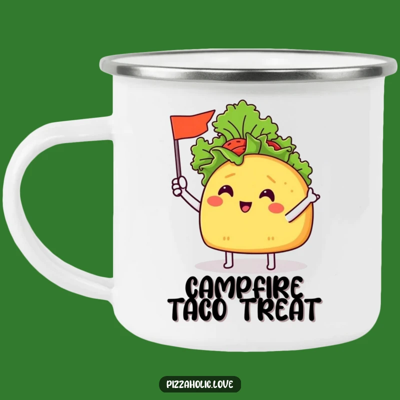 Funny Taco Flag Camping Mug: Cheerful Taco, Lettuce Flag, Outdoor Fiesta Gift
