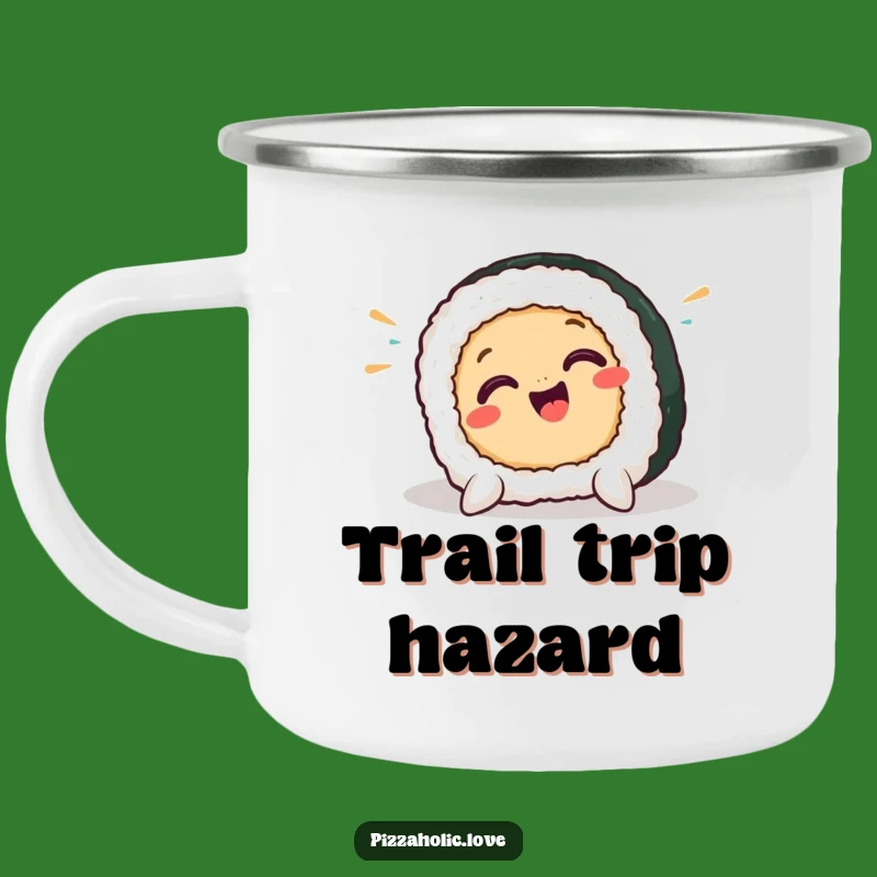 Funny Sushi Pratfall Camping Mug: Adventure Fuel, Hilarious Outdoor Gift