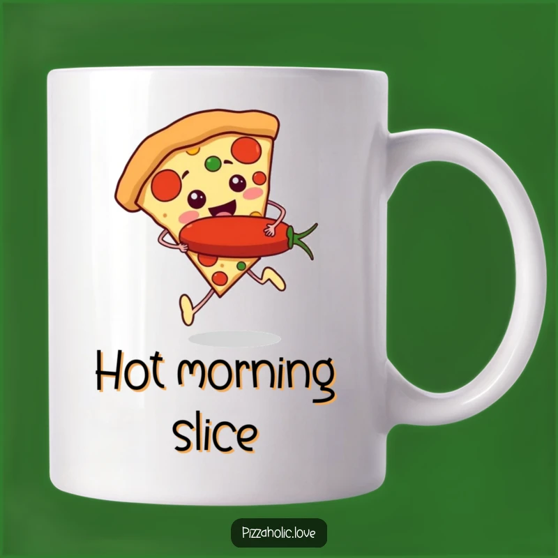 Funny Pizza Runner Mug: Excited Slice with Pepperoni, Perfect Fast Food Gift