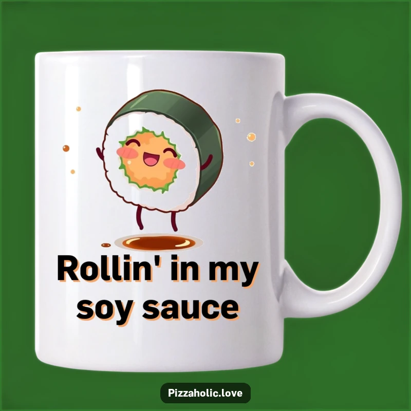 Funny Sushi Roll Cartwheel Mug: Hilarious Foodie Gift for Sushi Lovers