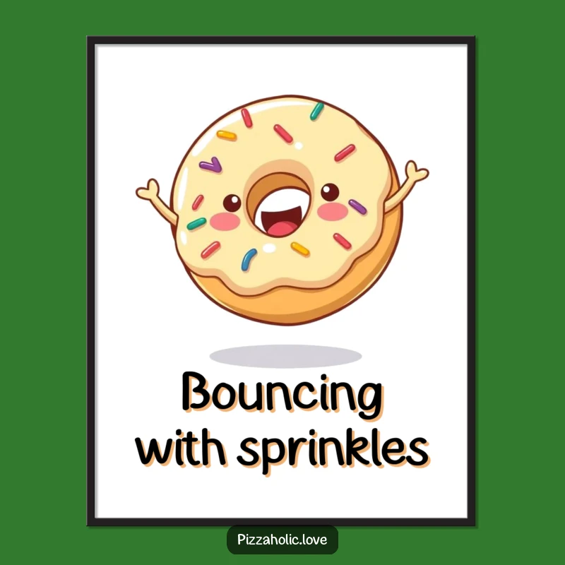 Funny Cheerful Donut Digital Art: Bouncing Graphic Download for Sweet Decor