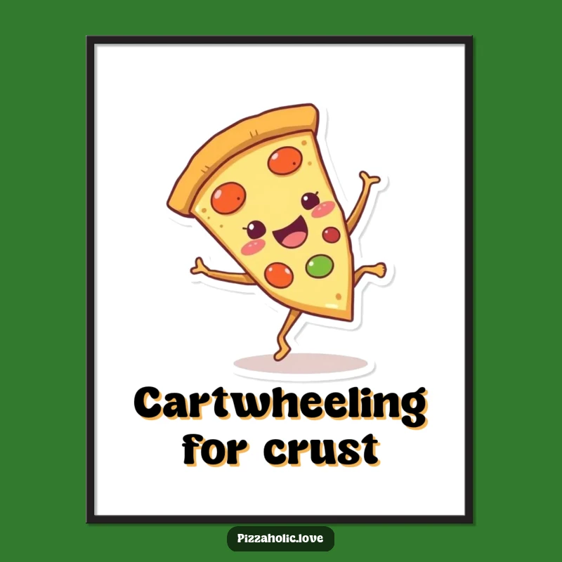 Funny Pizza Cartwheel Digital Art: Energetic Slice Download for Instant Fun Decor