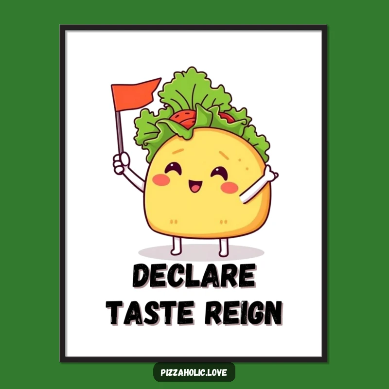 Funny Taco Flag Digital Art: Cheerful Taco, Lettuce Flag, Instant Fiesta Decor Gift