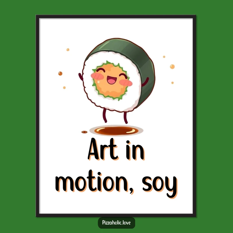 Funny Sushi Roll Cartwheel Digital Art: Instant Hilarious Decor for Your Space