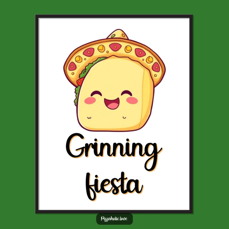 Funny Kawaii Taco Sombrero Digital Print: Instant Fiesta Decor, Unique Gift