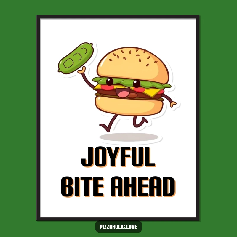 Funny Burger Skip Digital Art: Smiling Patty, Pickle Toss, Instant Happy Decor Gift