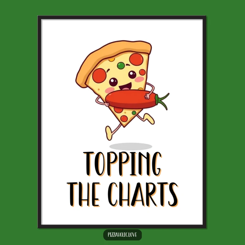 Funny Pizza Runner Digital Art: Excited Slice, Pepperoni Fun, Instant Decor Gift