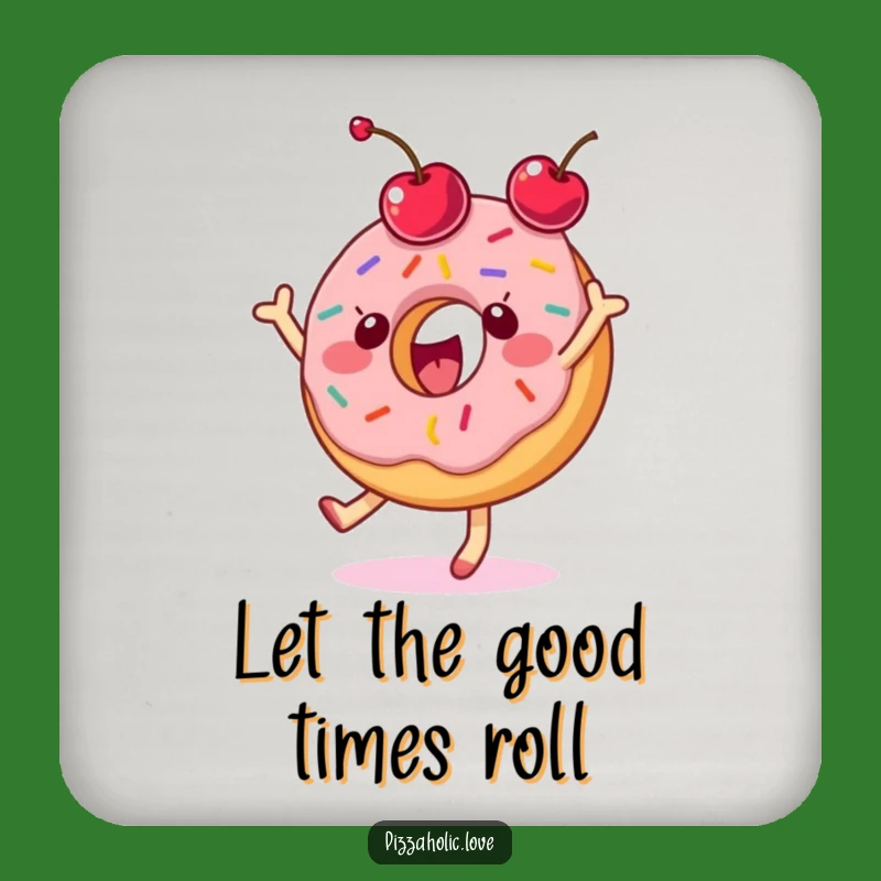 Funny Donut Cherry Toss Coaster: Protect Surfaces with Sweet Humor