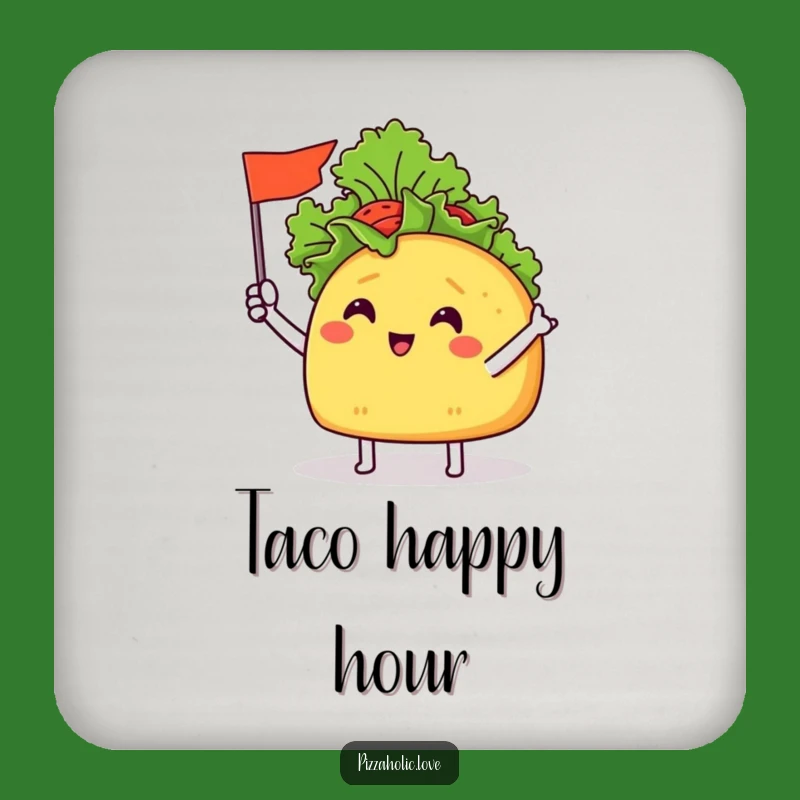 Funny Taco Flag Coaster: Cheerful Taco, Lettuce Flag, Fiesta Table Gift