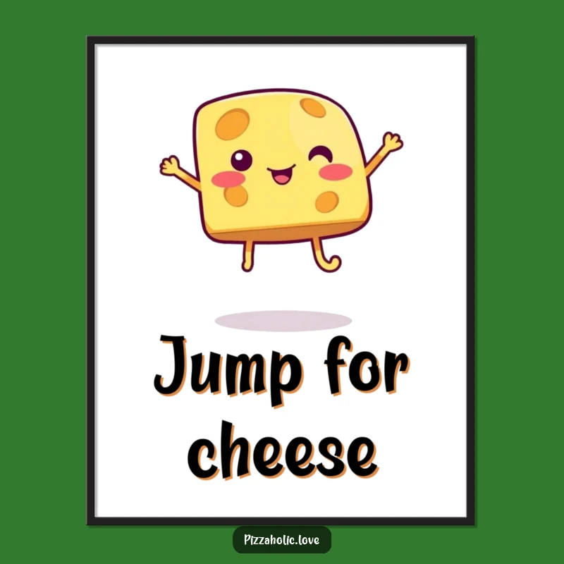 Funny Jumping Cheese Poster: Add Cheerful Vibes, Unique Art Gift