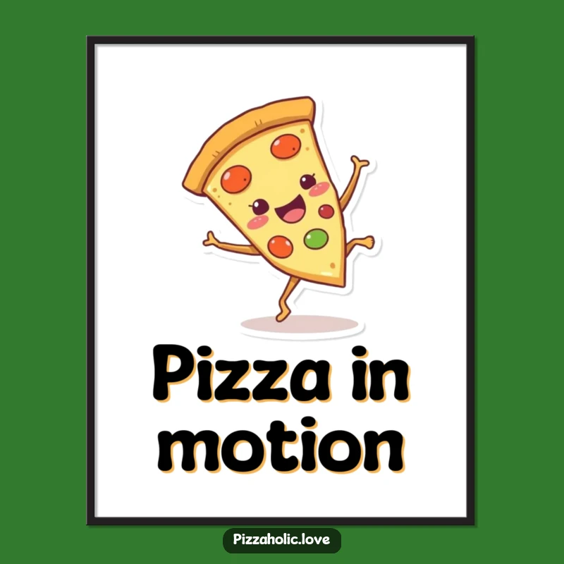 Funny Pizza Cartwheel Poster: Joyful Slice Art for Kitchen and Fun Decor