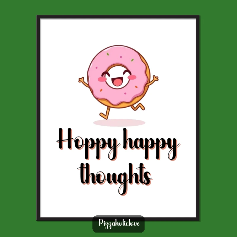 Happy Donut Funny Poster - Joyful Treat Art for Your Walls