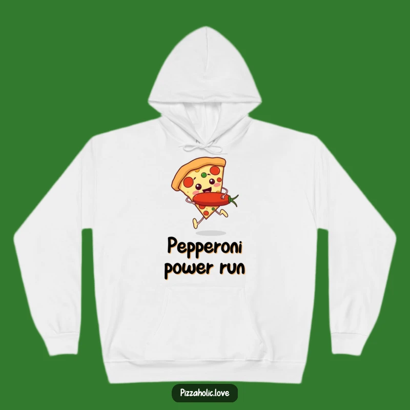Funny Pizza Runner Hoodie: Excited Slice, Pepperoni Lover Gift, Cozy & Warm