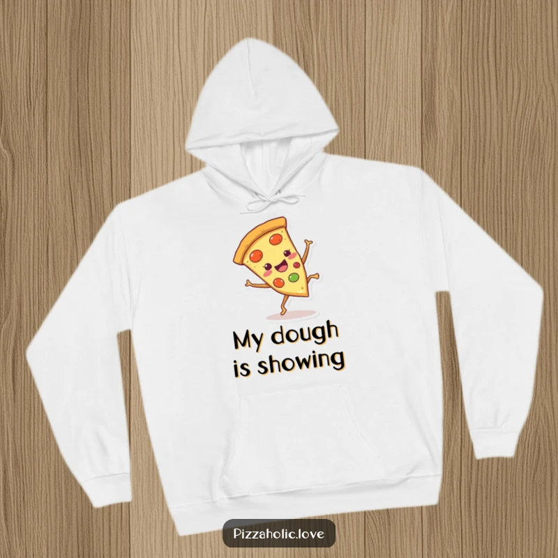 Funny Pizza Cartwheel Hoodie: Smiling pizza slice with tiny legs performing a cartwheel, ultimate comfort, funny gift.