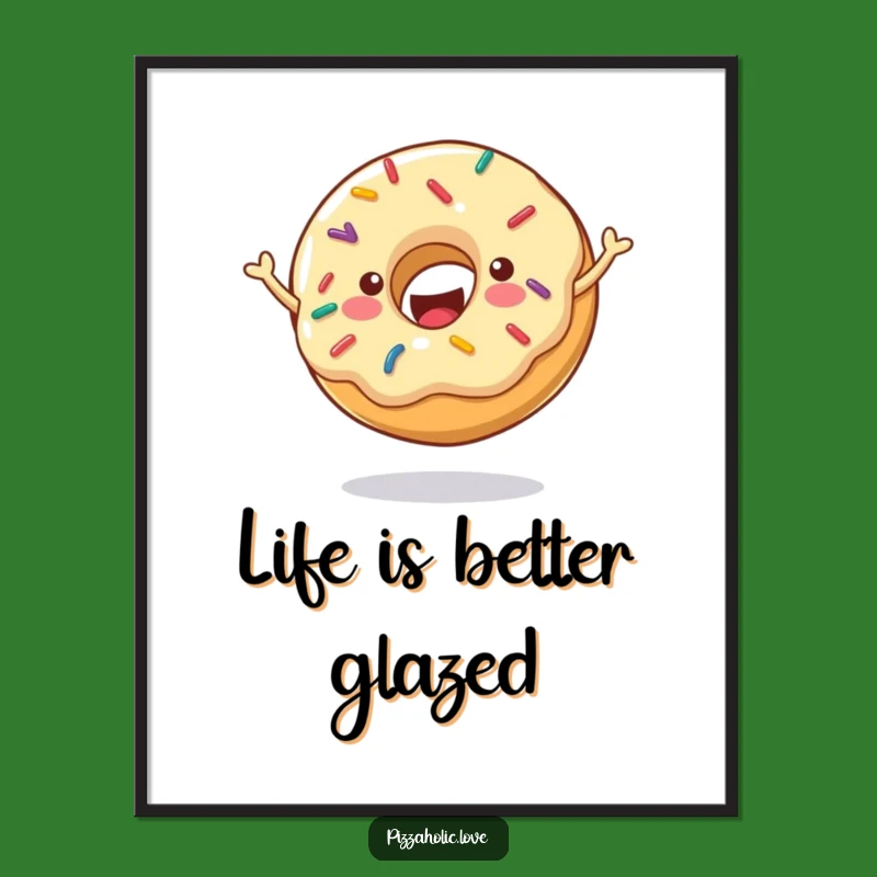 Free Printable Wall Art: Bouncing Donut - Funny Downloadable Decor Gift