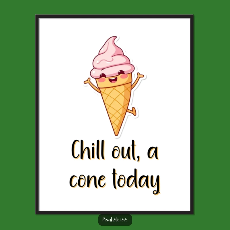 Free Printable Wall Art: Cartwheeling Ice Cream Cone for a Fun and Energetic Space Downloadable
