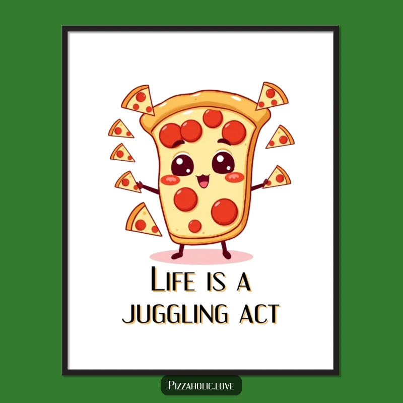 Free Printable Wall Art: Juggling Pizza Slice Funny Downloadable Decor