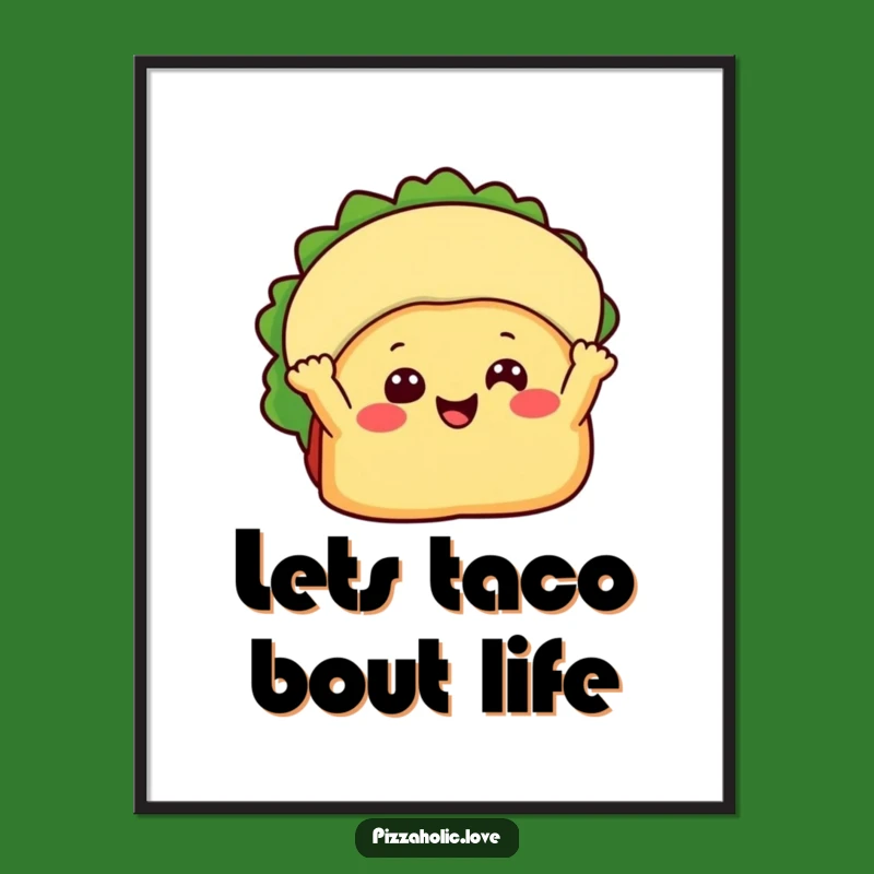 Free Printable Wall Art: Waving Taco - Funny Downloadable Decor Gift