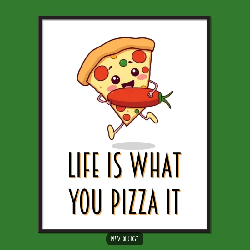Funny Free Printable Wall Art: Pizza Running Pepperoni Quirky Decor