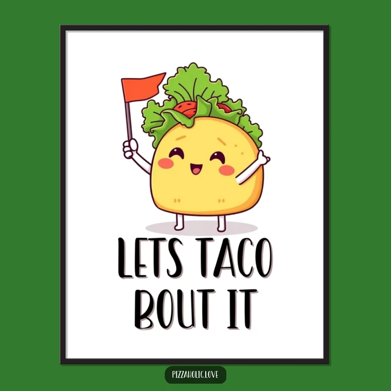 Funny Free Printable Wall Art: Taco Waving Lettuce Flag Quirky Decor