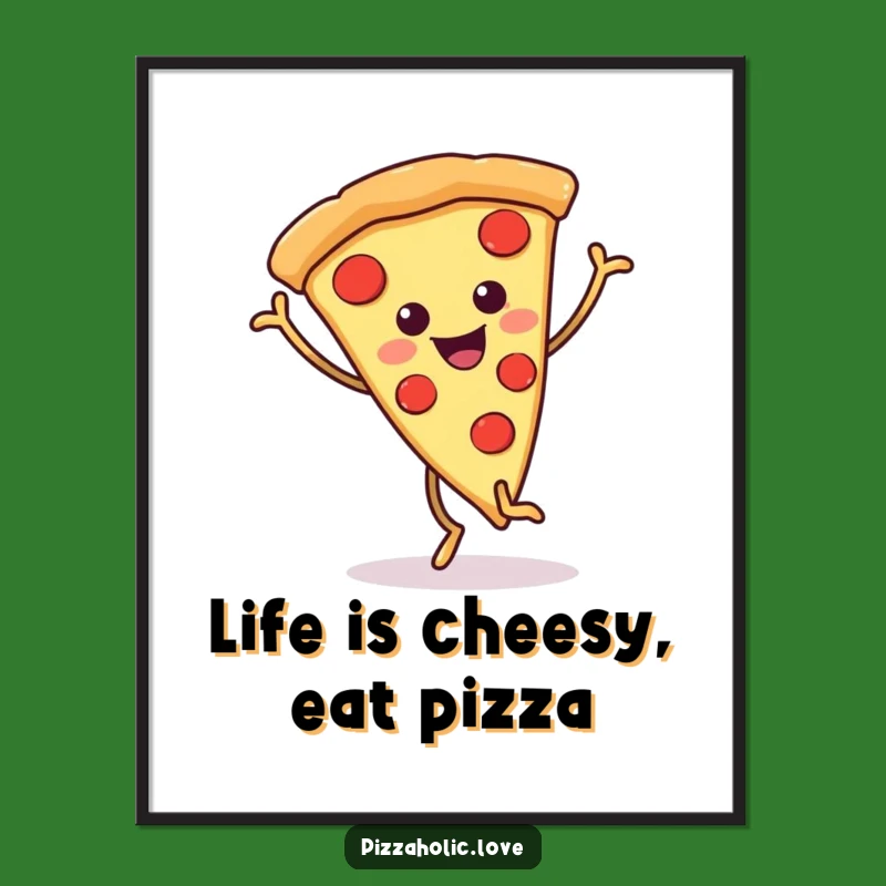 Free Printable Wall Art: Dancing Pizza Slice Funny Downloadable Decor