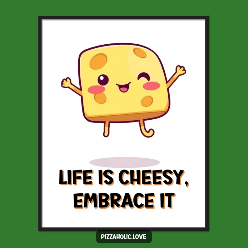 Free Printable Wall Art: Jumping Cheese Funny Downloadable Decor