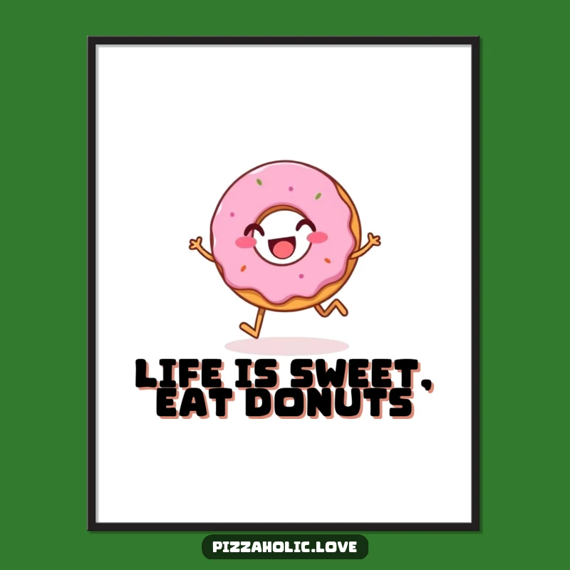 Free Printable Wall Art: Happy Hopping Donut Design for a Cheerful Space Downloadable