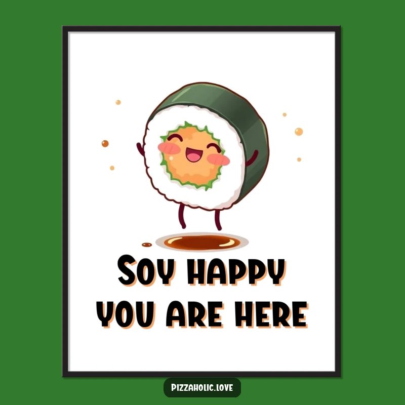 Funny Free Printable Sushi Roll Cartwheel Wall Art - Hilarious Downloadable Decor