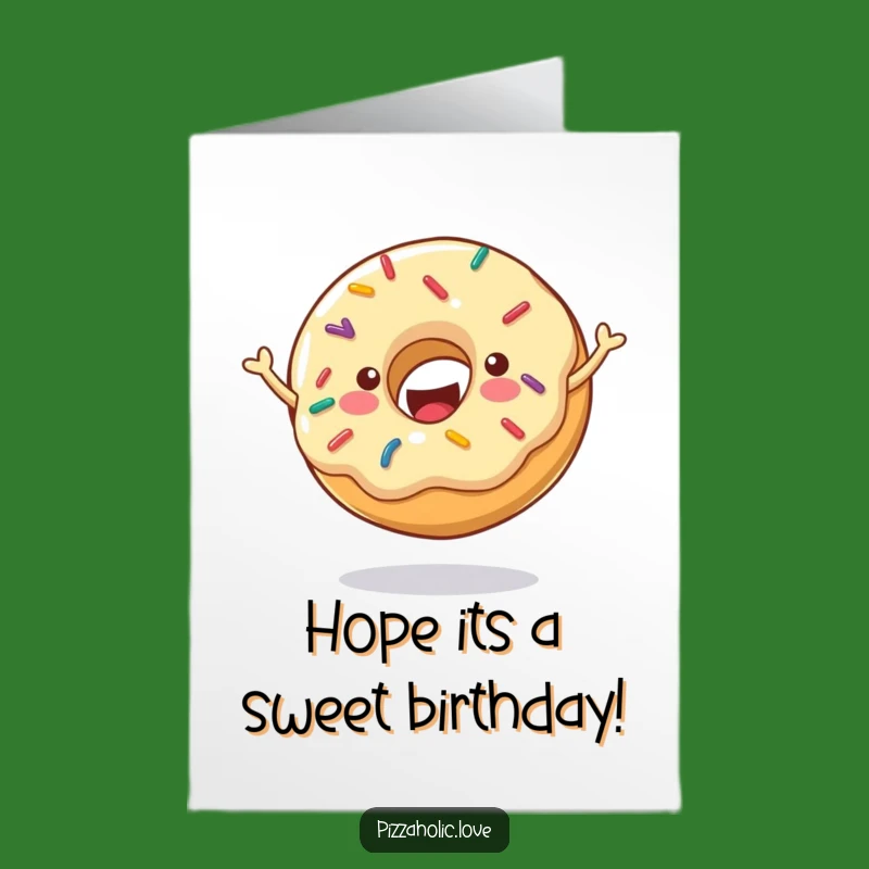 Free Printable Birthday Card: Bouncing Donut - Funny Downloadable Gift for Sweet Celebrations