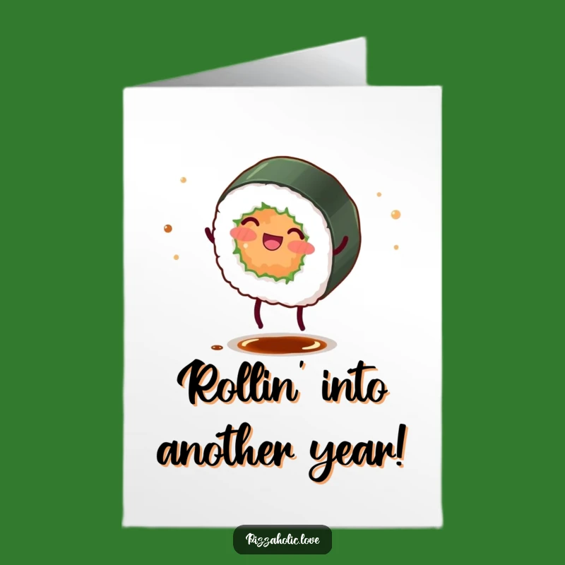 Free Printable Funny Sushi Cartwheel Birthday Card - Hilarious Downloadable Gift