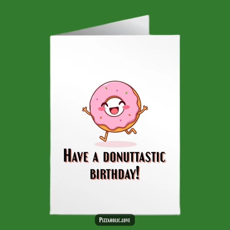 Funny Free Printable Birthday Card: Hopping Donut Design for a Joyful Celebration Downloadable Gift