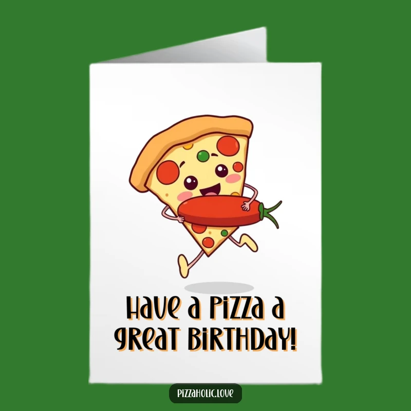 Free Printable Birthday Card: Pizza Running Pepperoni Funny Pizza Gift