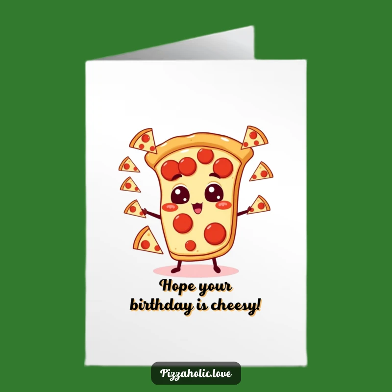 Free Printable Pizza Birthday Card: Juggling Slice Funny Downloadable