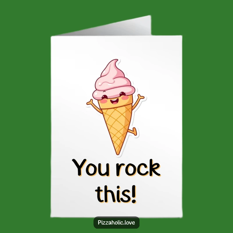 Free Printable Congrats Card: Cartwheeling Ice Cream Cone for Your Awesome Achievement Downloadable Gift