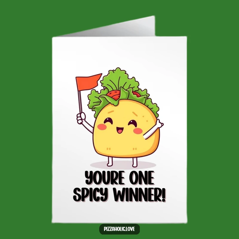 Free Printable Congrats Card: Taco Waving Lettuce Flag Celebration Funny