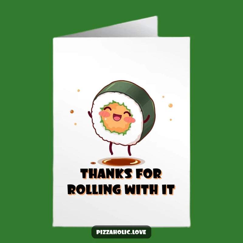 Free Printable Funny Sushi Cartwheel Thank You Card - Quirky Downloadable Gift