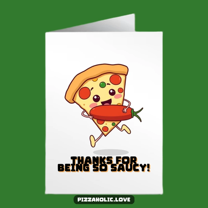 Free Printable Thank You Card: Pizza Running Pepperoni Gratitude Funny