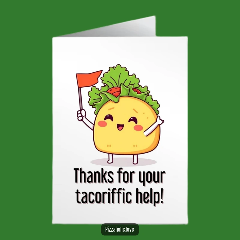 Free Printable Thank You Card: Taco Waving Lettuce Flag Gratitude Funny