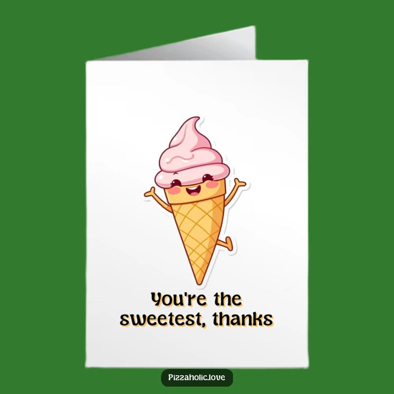 Free Printable Thank You Card: Cartwheeling Ice Cream Cone to Show Thanks Downloadable Gift