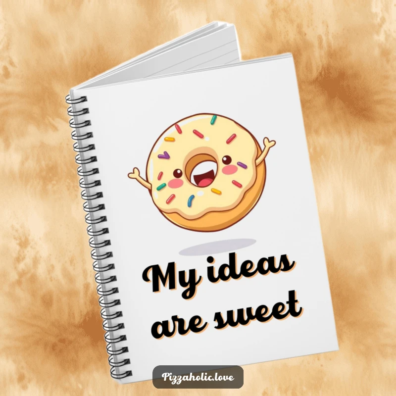 Funny Cheerful Donut Notebook: Donut with sprinkles bouncing energetically, perfect for notes, funny gift.