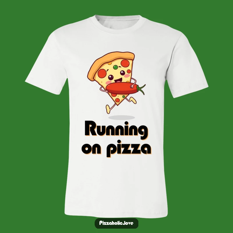 Funny Pizza Runner T-Shirt: Excited Slice, Pepperoni Chase, Fast Food Tee Gift
