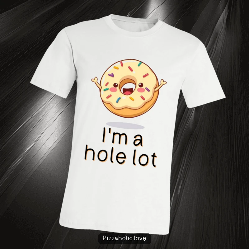 Funny Cheerful Donut T-Shirt: A happy donut with sprinkles, bouncing energetically, full of life, ideal funny gift.