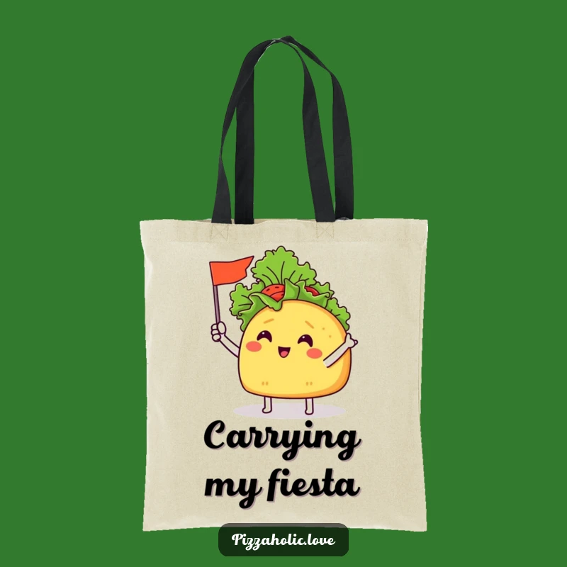 Funny Taco Flag Tote Bag: Cheerful Taco, Lettuce Flag, Fiesta Carryall Gift